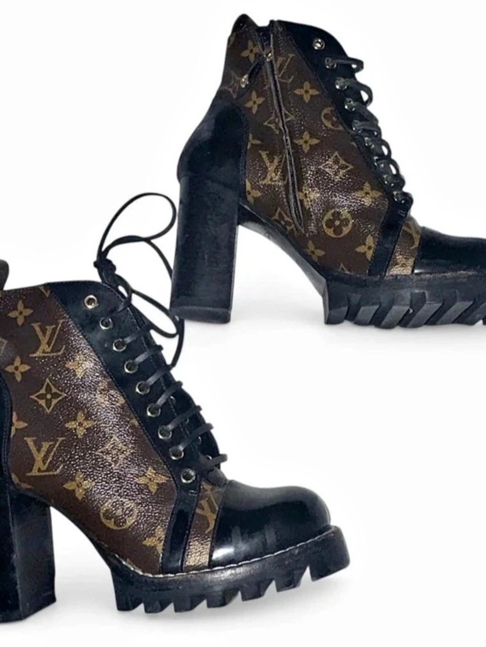 Louis Vuitton Monogram Star Trail Ankle Boots - Black & Brown Canvas - Size 40